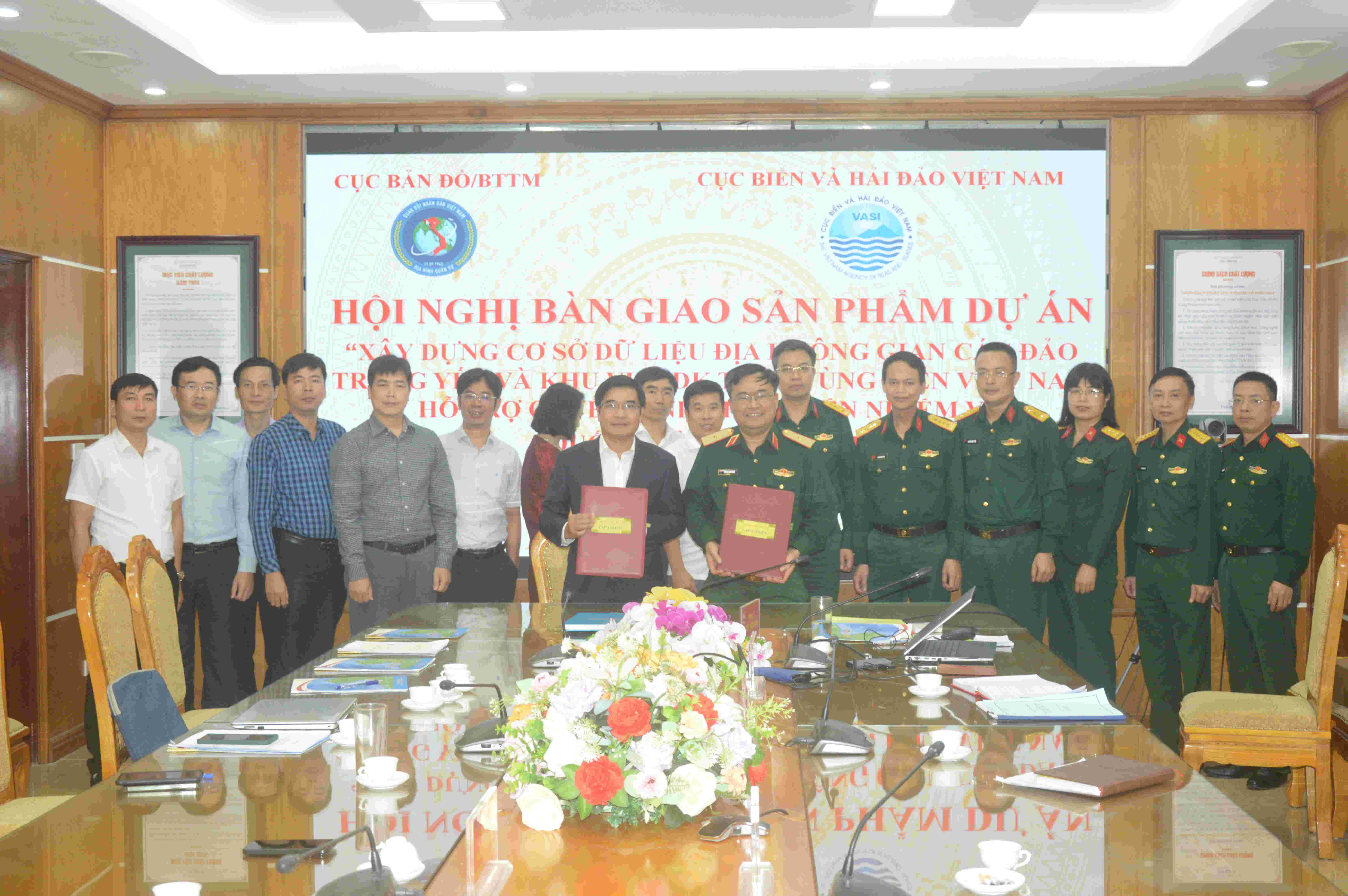 Bàn giao sản phẩm thuộc dự án Xây dựng cơ sở dữ liệu địa không gian các đảo trọng yếu và các vùng DK hỗ trợ quyết định thực hiện nhiệm vụ quốc phòng - an ninh.